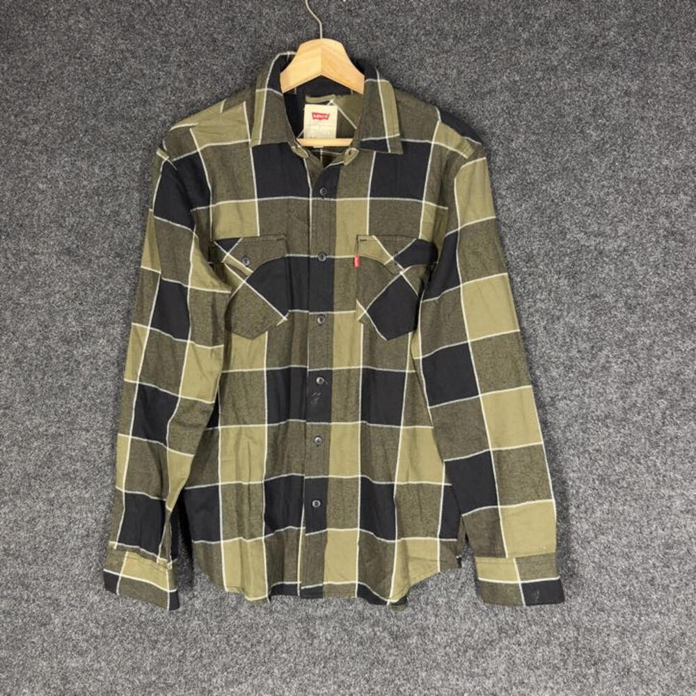 Levi's Shirt Men S Small Gray Plaid Button Up Collared Long Sleeve Pockets